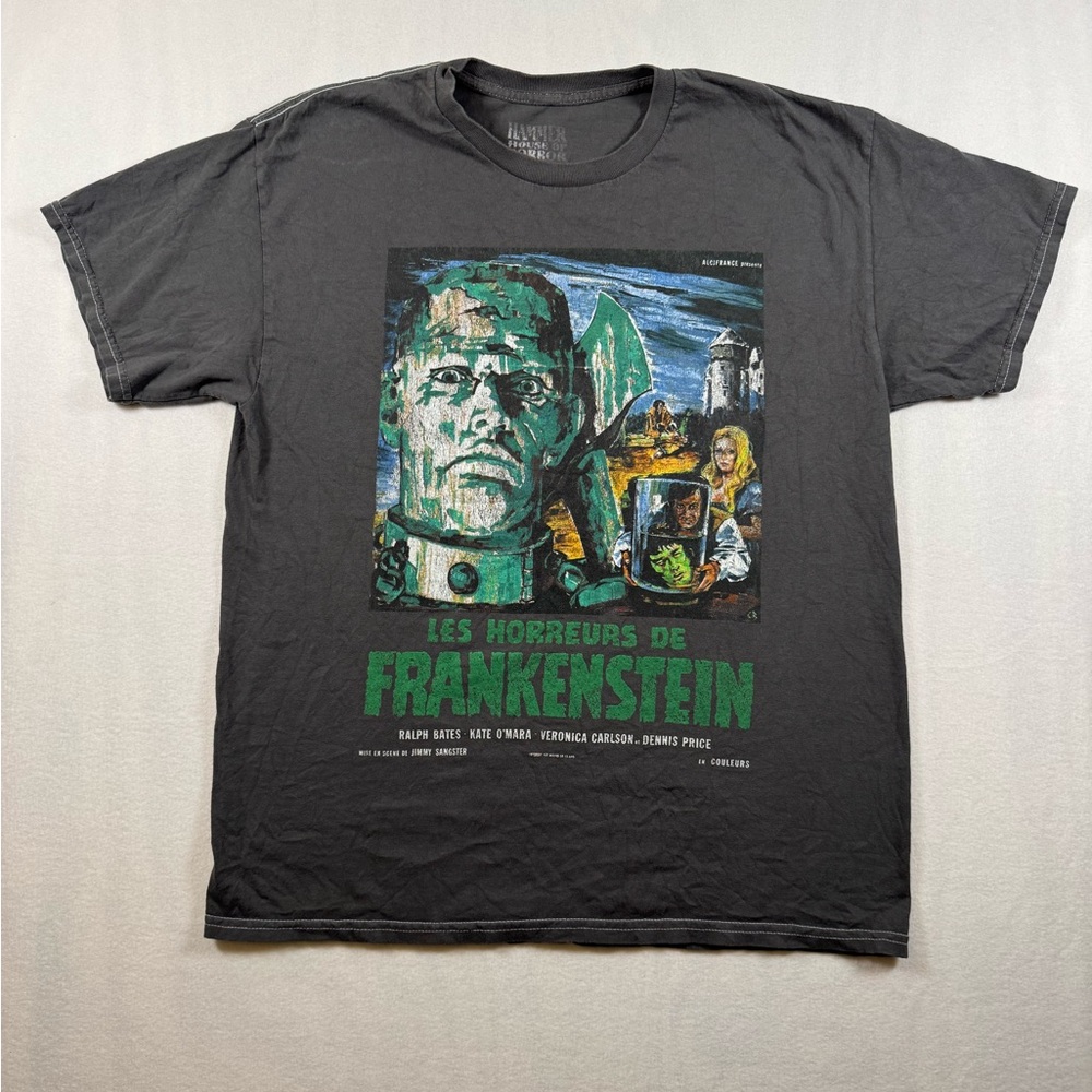 Frankenstein Graphic Tee - Dark Gray with Green Print